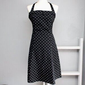 Morbid Threads Vintage Y2K Black White Polka Dots Halter A-Line Dress Size Large